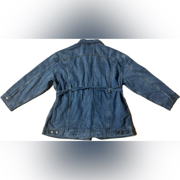 Rare LEVIS Belted Dolman Denim Trucker Jacket Women’s Xl Oversized Fit - Picture 6 of 7